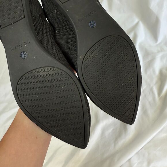 Rothys The Point Black Ballet Flats Womens Sz 9 Pointed Toe Knit Slip On Shoes - Picture 6 of 8